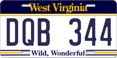 WV license plate DQB344