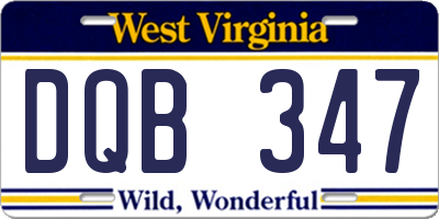 WV license plate DQB347