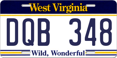 WV license plate DQB348