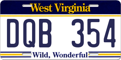 WV license plate DQB354