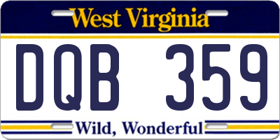 WV license plate DQB359