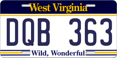 WV license plate DQB363