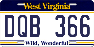 WV license plate DQB366