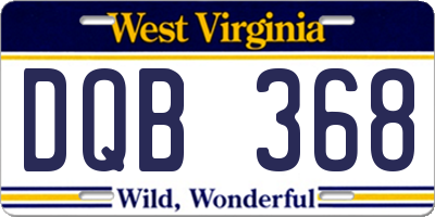 WV license plate DQB368