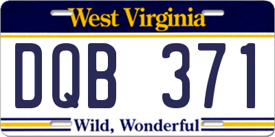 WV license plate DQB371