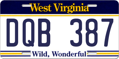 WV license plate DQB387