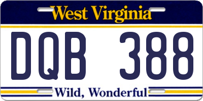 WV license plate DQB388