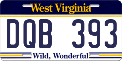WV license plate DQB393