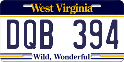 WV license plate DQB394