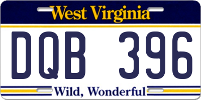 WV license plate DQB396
