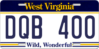 WV license plate DQB400