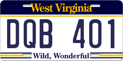 WV license plate DQB401