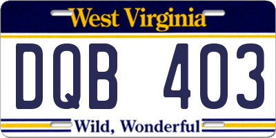 WV license plate DQB403