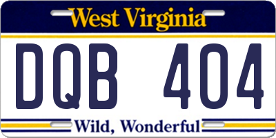 WV license plate DQB404