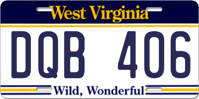 WV license plate DQB406