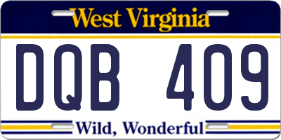 WV license plate DQB409