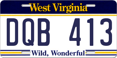 WV license plate DQB413