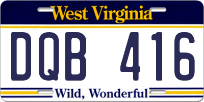 WV license plate DQB416
