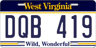 WV license plate DQB419