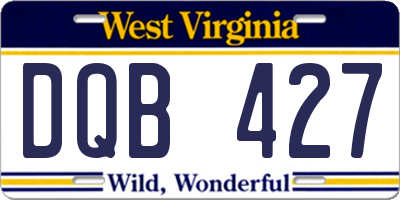 WV license plate DQB427