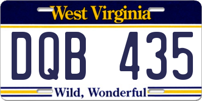 WV license plate DQB435