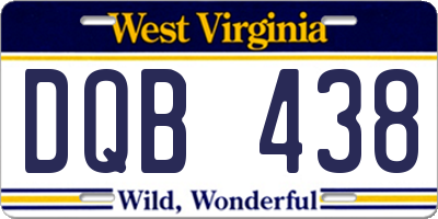 WV license plate DQB438