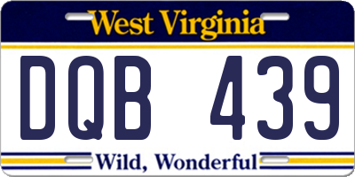 WV license plate DQB439