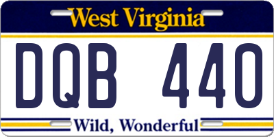 WV license plate DQB440