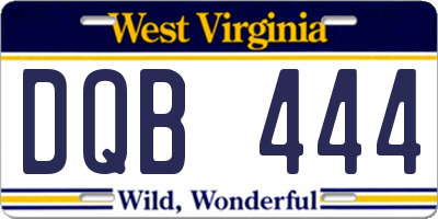WV license plate DQB444