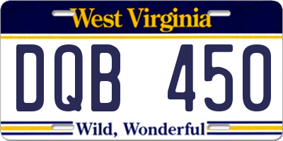 WV license plate DQB450