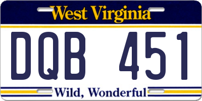 WV license plate DQB451