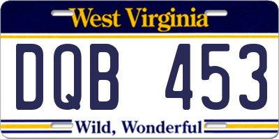 WV license plate DQB453