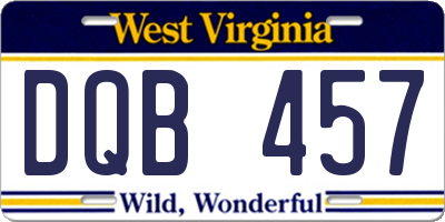 WV license plate DQB457