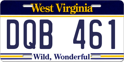 WV license plate DQB461