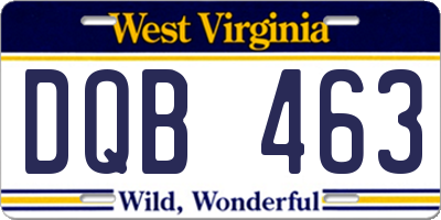WV license plate DQB463