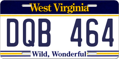 WV license plate DQB464