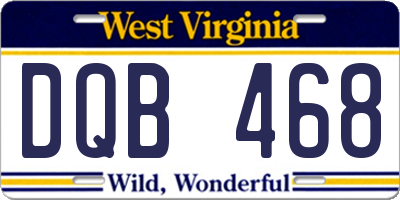 WV license plate DQB468