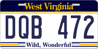 WV license plate DQB472