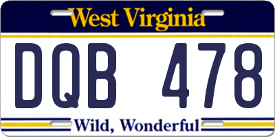 WV license plate DQB478