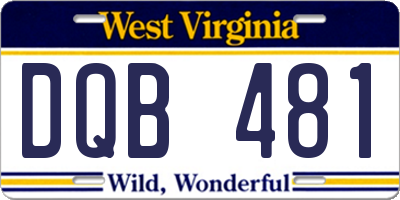 WV license plate DQB481