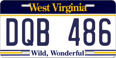 WV license plate DQB486
