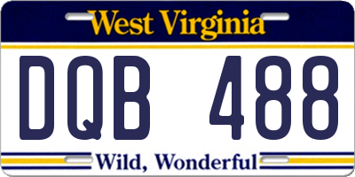WV license plate DQB488