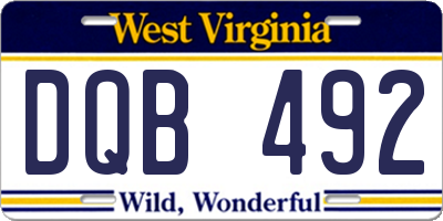 WV license plate DQB492