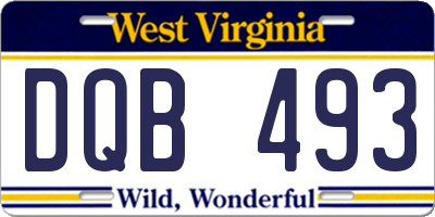WV license plate DQB493