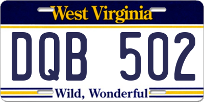 WV license plate DQB502