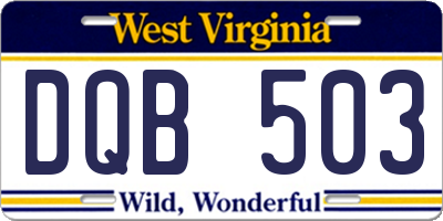 WV license plate DQB503