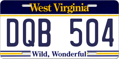 WV license plate DQB504