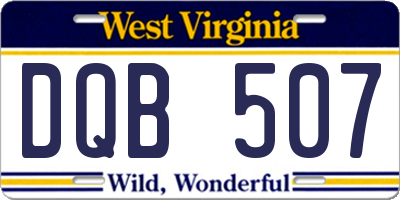 WV license plate DQB507