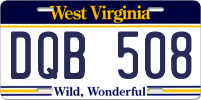 WV license plate DQB508