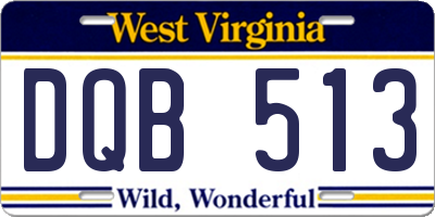 WV license plate DQB513